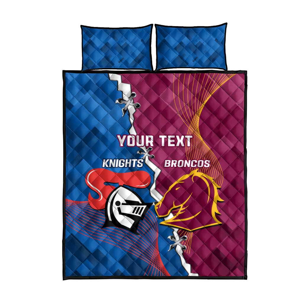 Custom Broncos And Knights Rugby Quilt Bed Set Dynamic Version