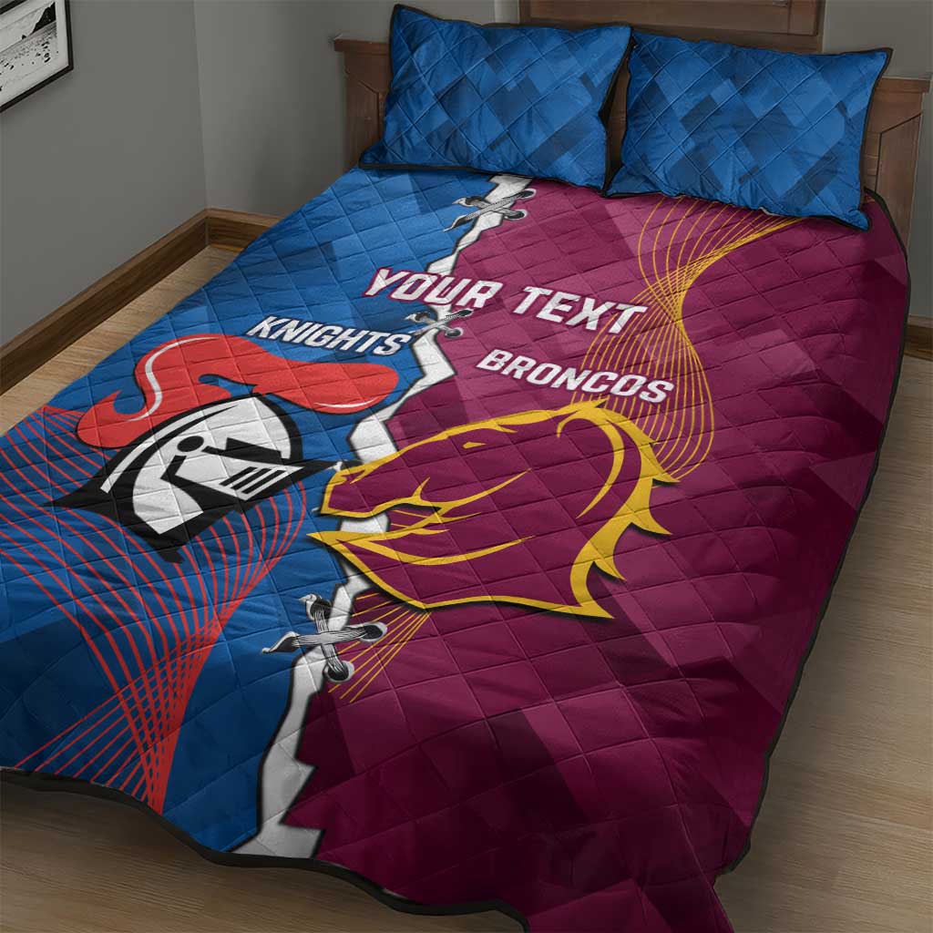 Custom Broncos And Knights Rugby Quilt Bed Set Dynamic Version