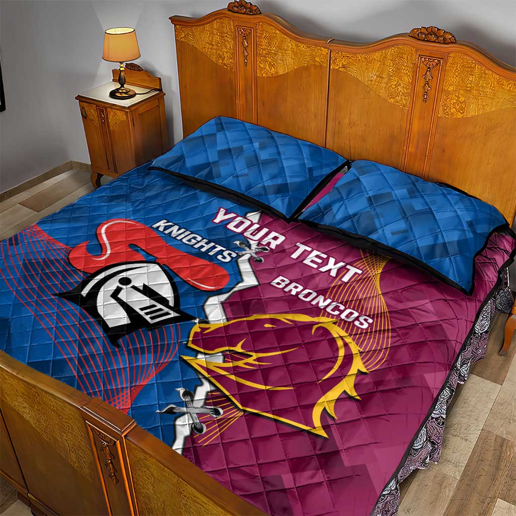 Custom Broncos And Knights Rugby Quilt Bed Set Dynamic Version