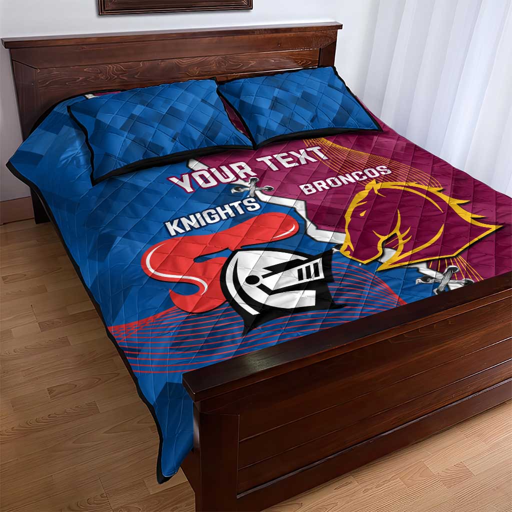 Custom Broncos And Knights Rugby Quilt Bed Set Dynamic Version