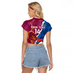 Custom Broncos And Knights Rugby Raglan Cropped T Shirt Dynamic Version