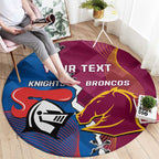Custom Broncos And Knights Rugby Round Carpet Dynamic Version