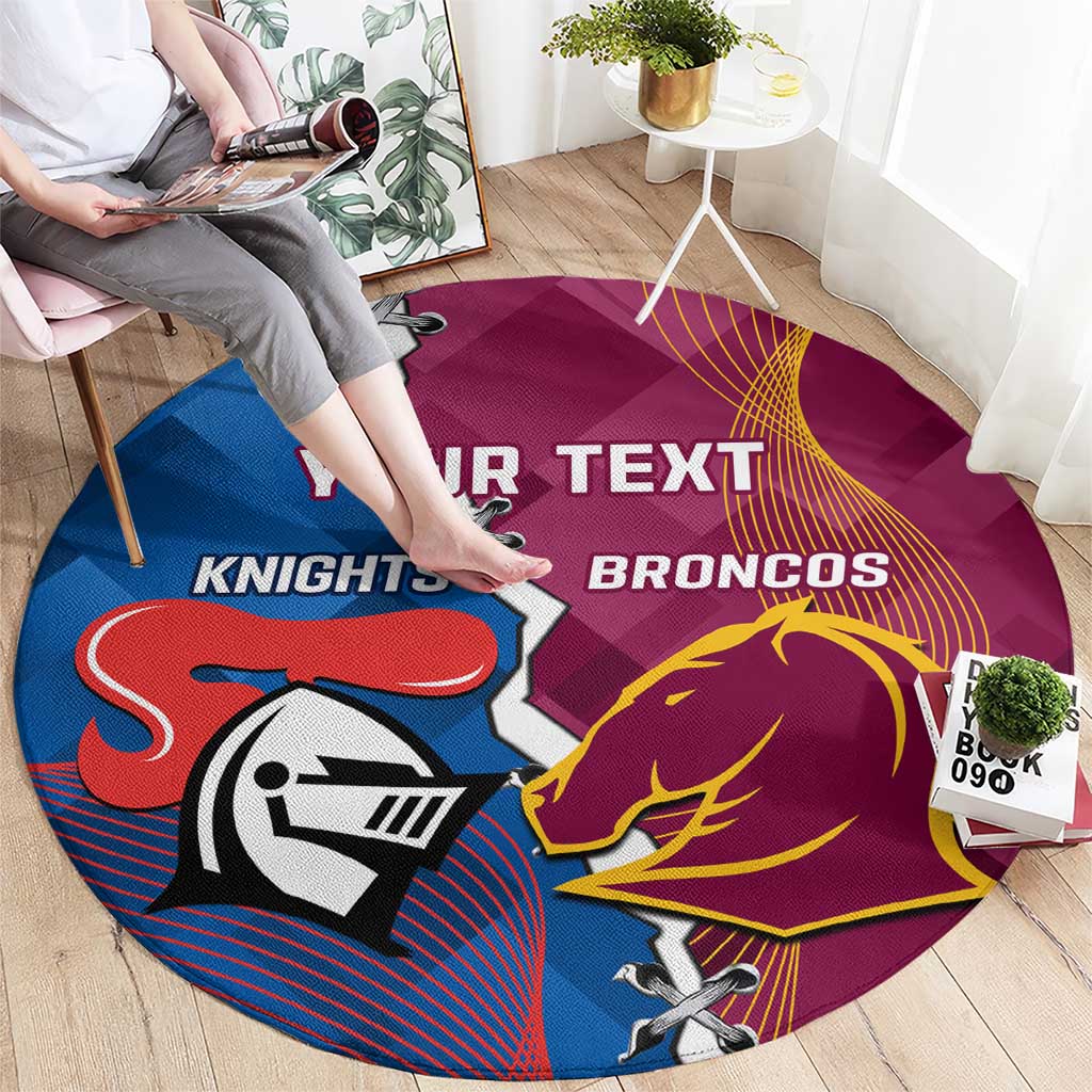 Custom Broncos And Knights Rugby Round Carpet Dynamic Version