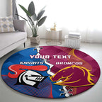Custom Broncos And Knights Rugby Round Carpet Dynamic Version