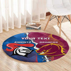Custom Broncos And Knights Rugby Round Carpet Dynamic Version