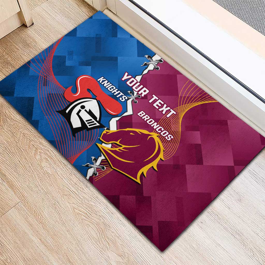 Custom Broncos And Knights Rugby Rubber Doormat Dynamic Version