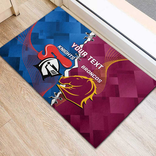 Custom Broncos And Knights Rugby Rubber Doormat Dynamic Version