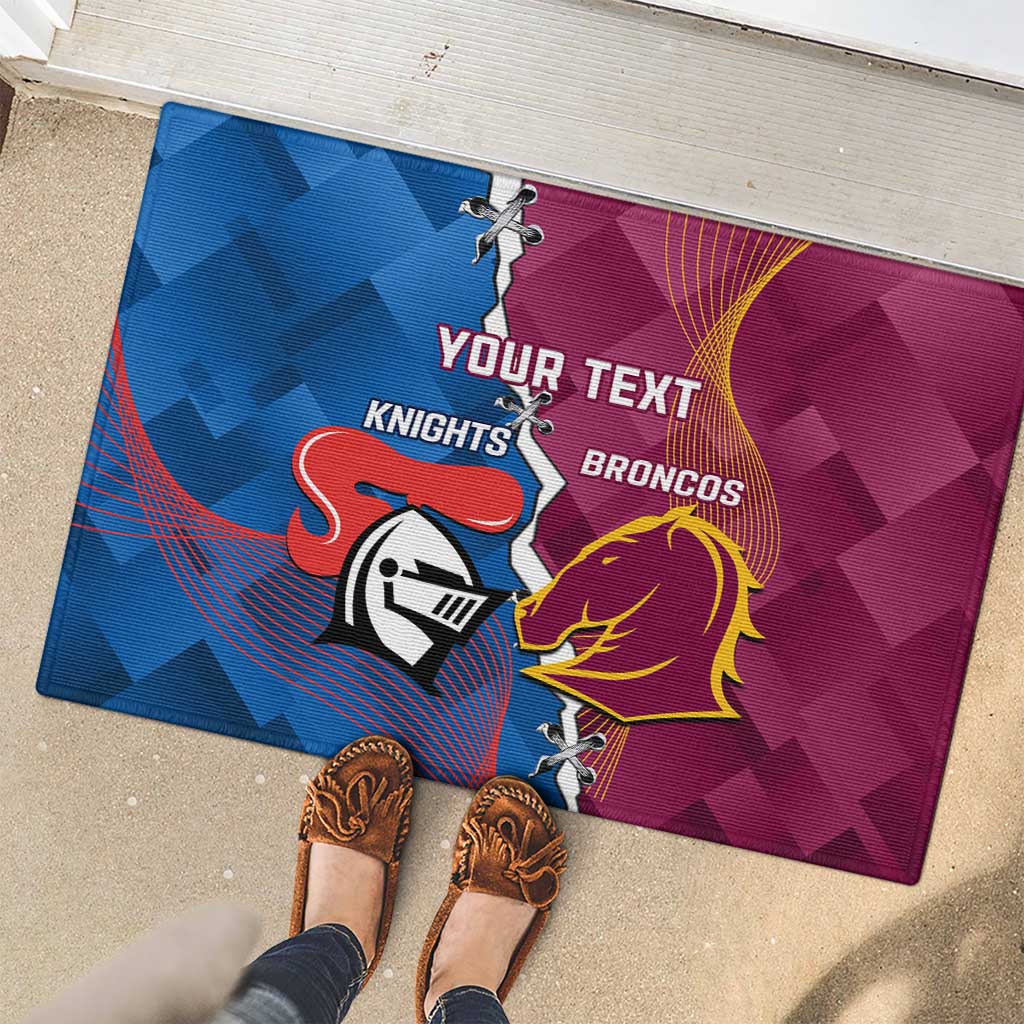 Custom Broncos And Knights Rugby Rubber Doormat Dynamic Version