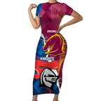 Custom Broncos And Knights Rugby Short Sleeve Bodycon Dress Dynamic Version
