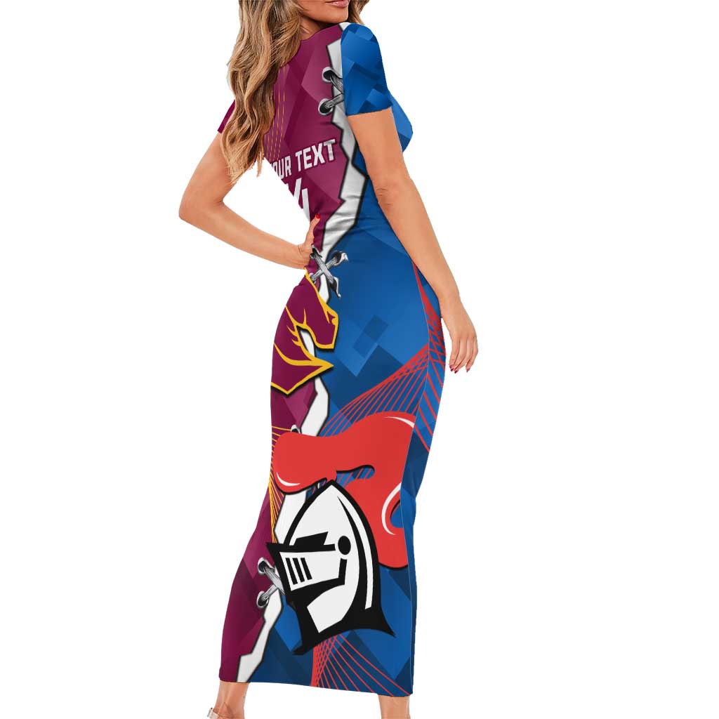 Custom Broncos And Knights Rugby Short Sleeve Bodycon Dress Dynamic Version