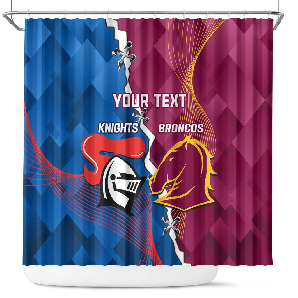 Custom Broncos And Knights Rugby Shower Curtain Dynamic Version