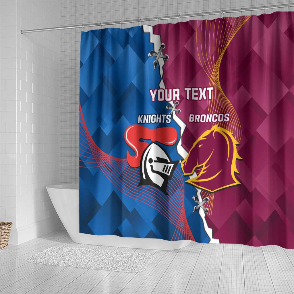 Custom Broncos And Knights Rugby Shower Curtain Dynamic Version