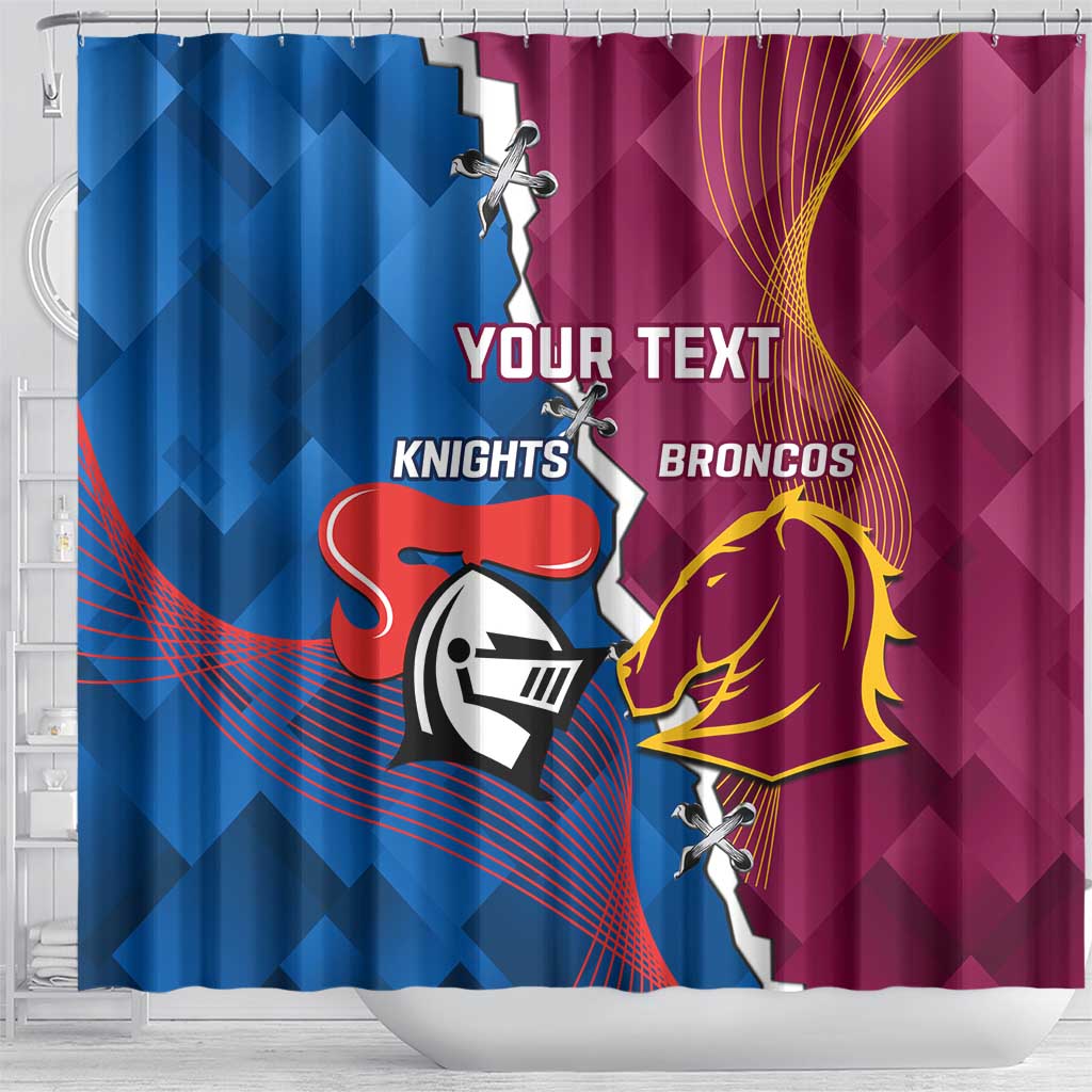 Custom Broncos And Knights Rugby Shower Curtain Dynamic Version