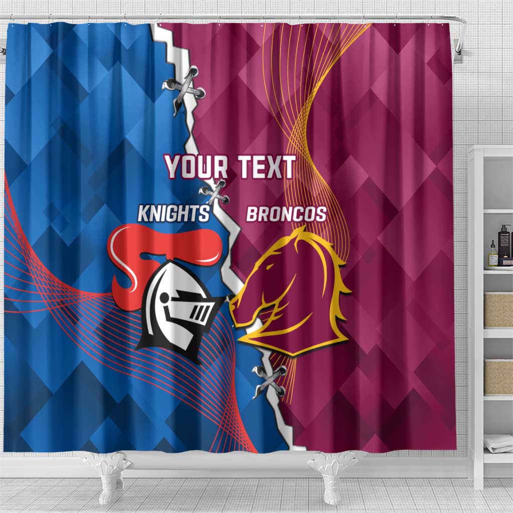 Custom Broncos And Knights Rugby Shower Curtain Dynamic Version