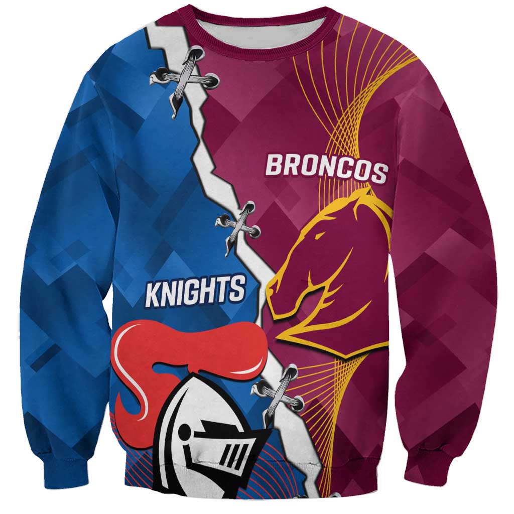 Custom Broncos And Knights Rugby Sweatshirt Dynamic Version