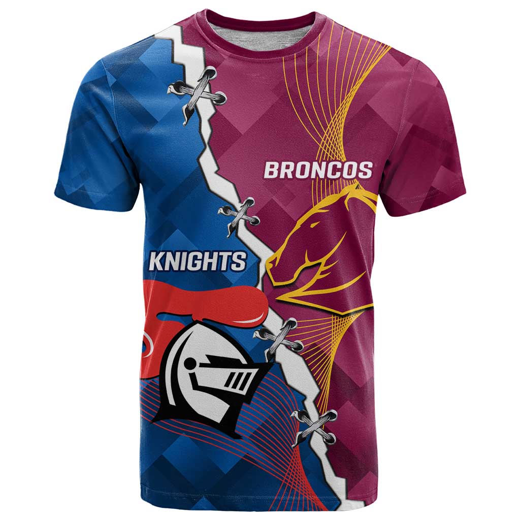 Custom Broncos And Knights Rugby T Shirt Dynamic Version