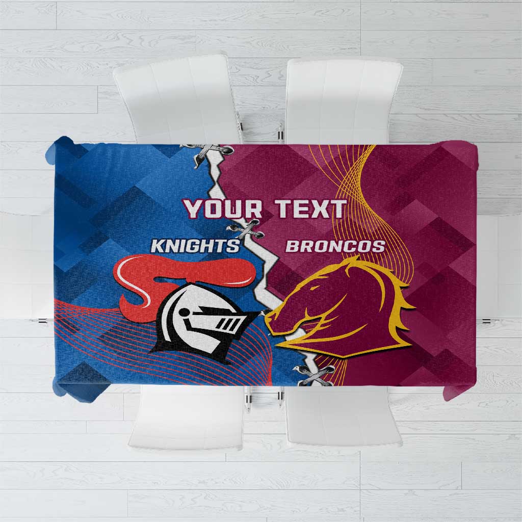 Custom Broncos And Knights Rugby Tablecloth Dynamic Version