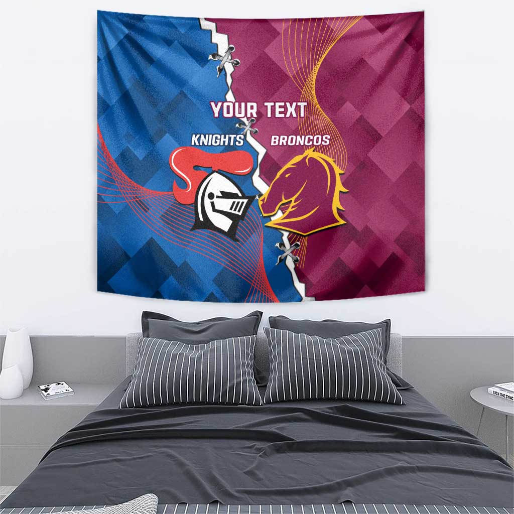 Custom Broncos And Knights Rugby Tapestry Dynamic Version