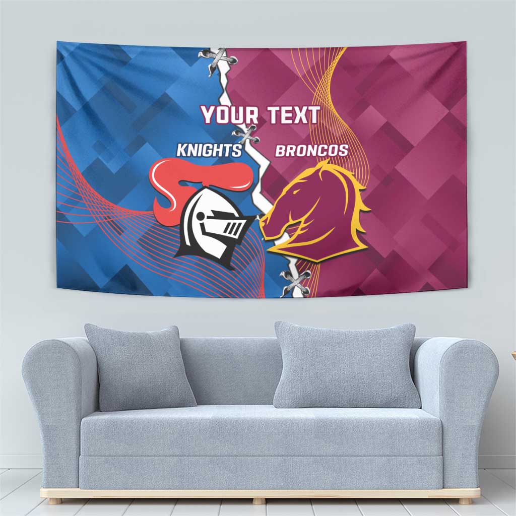 Custom Broncos And Knights Rugby Tapestry Dynamic Version