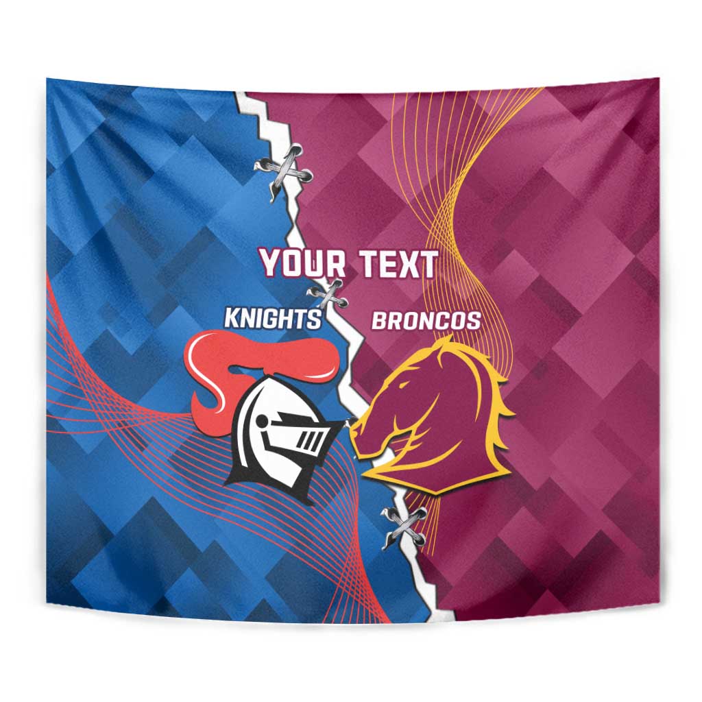 Custom Broncos And Knights Rugby Tapestry Dynamic Version