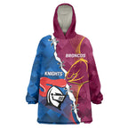 Custom Broncos And Knights Rugby Wearable Blanket Hoodie Dynamic Version