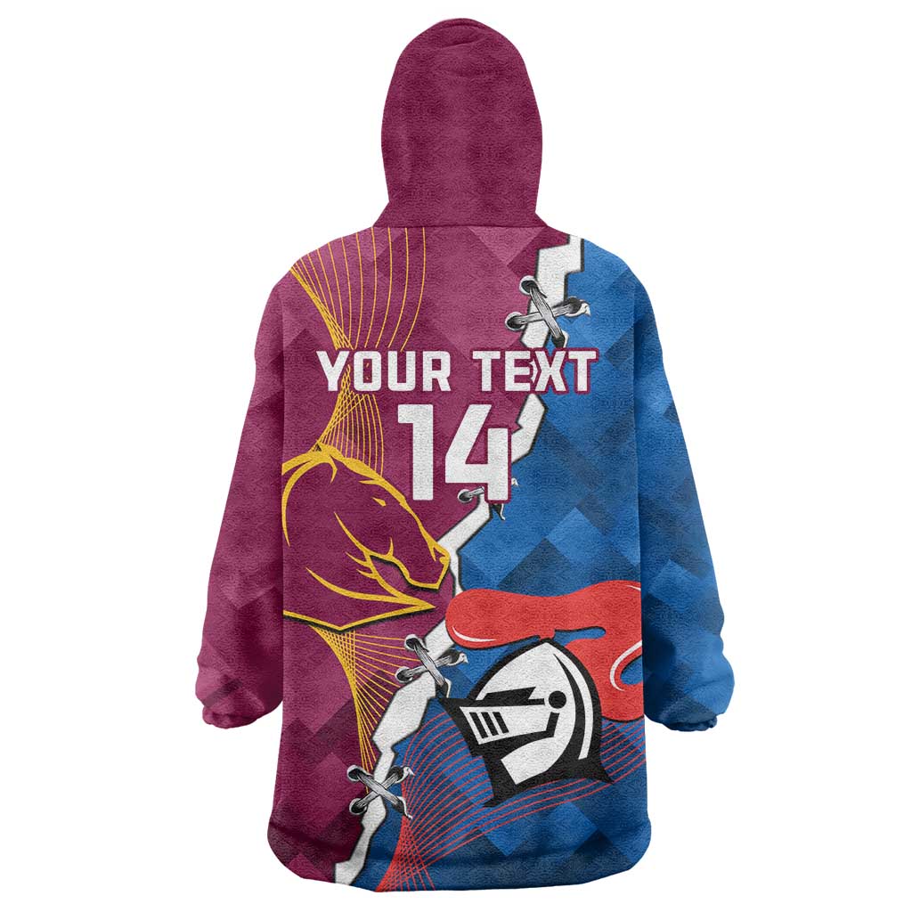 Custom Broncos And Knights Rugby Wearable Blanket Hoodie Dynamic Version