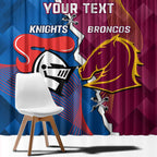 Custom Broncos And Knights Rugby Window Curtain Dynamic Version