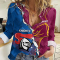 Custom Broncos And Knights Rugby Women Casual Shirt Dynamic Version