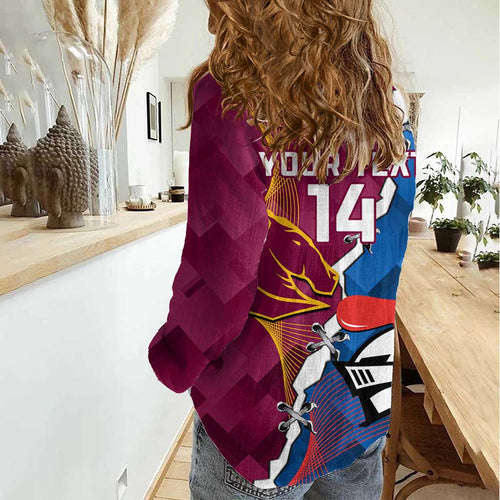 Custom Broncos And Knights Rugby Women Casual Shirt Dynamic Version
