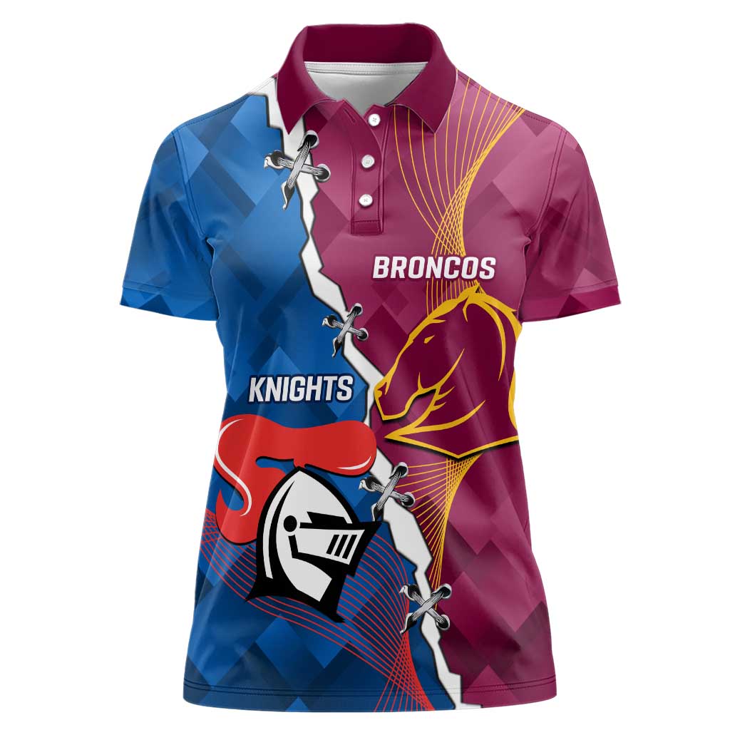 Custom Broncos And Knights Rugby Women Polo Shirt Dynamic Version