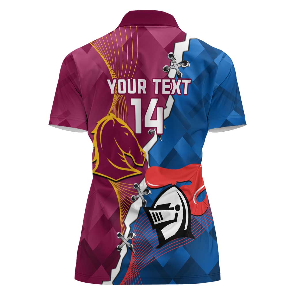 Custom Broncos And Knights Rugby Women Polo Shirt Dynamic Version