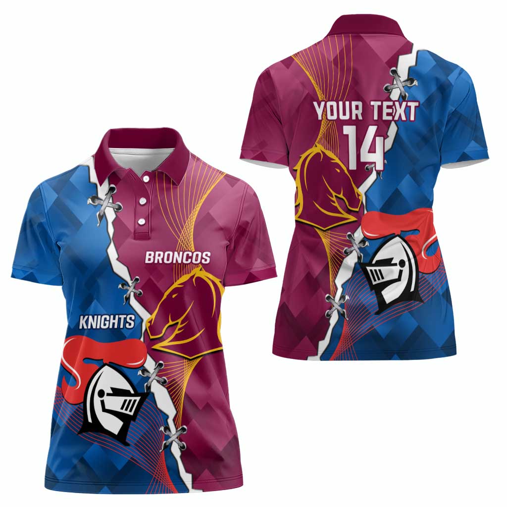 Custom Broncos And Knights Rugby Women Polo Shirt Dynamic Version