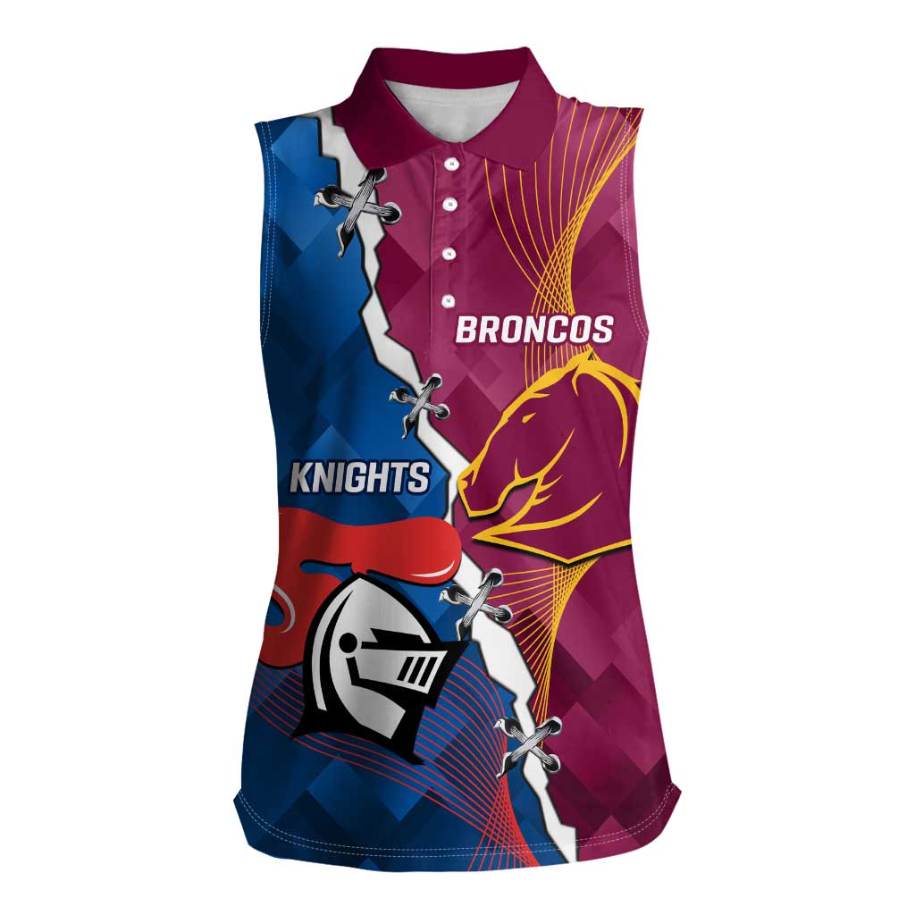 Custom Broncos And Knights Rugby Women Sleeveless Polo Shirt Dynamic Version