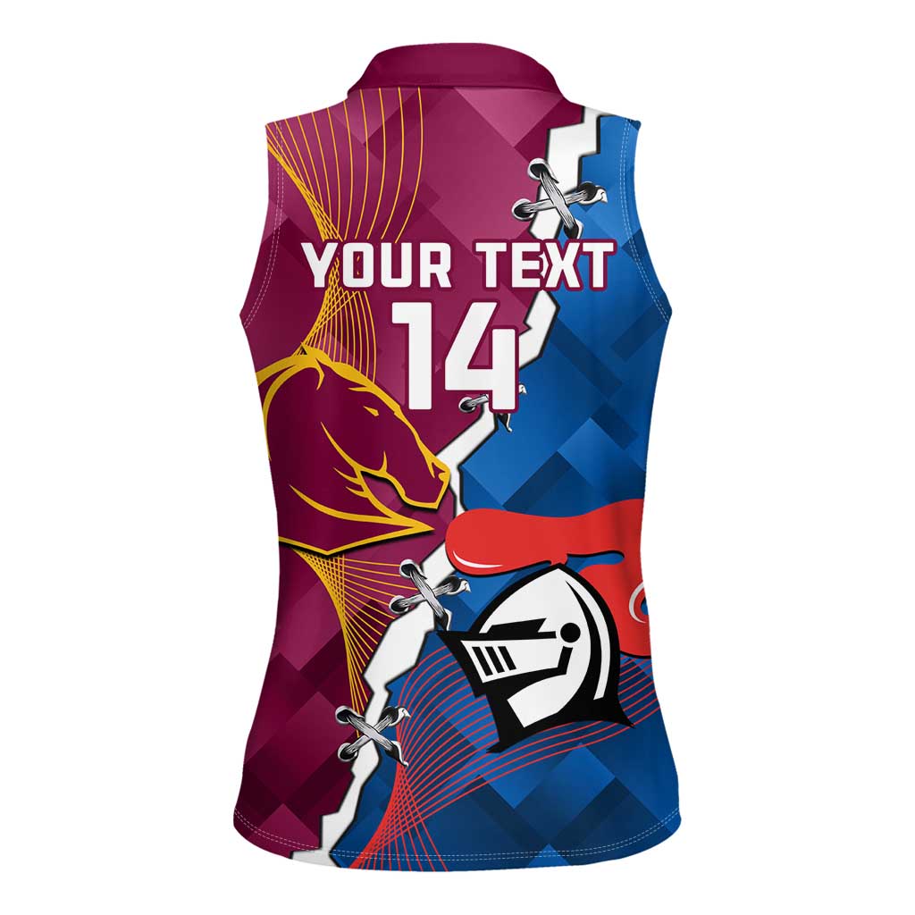 Custom Broncos And Knights Rugby Women Sleeveless Polo Shirt Dynamic Version