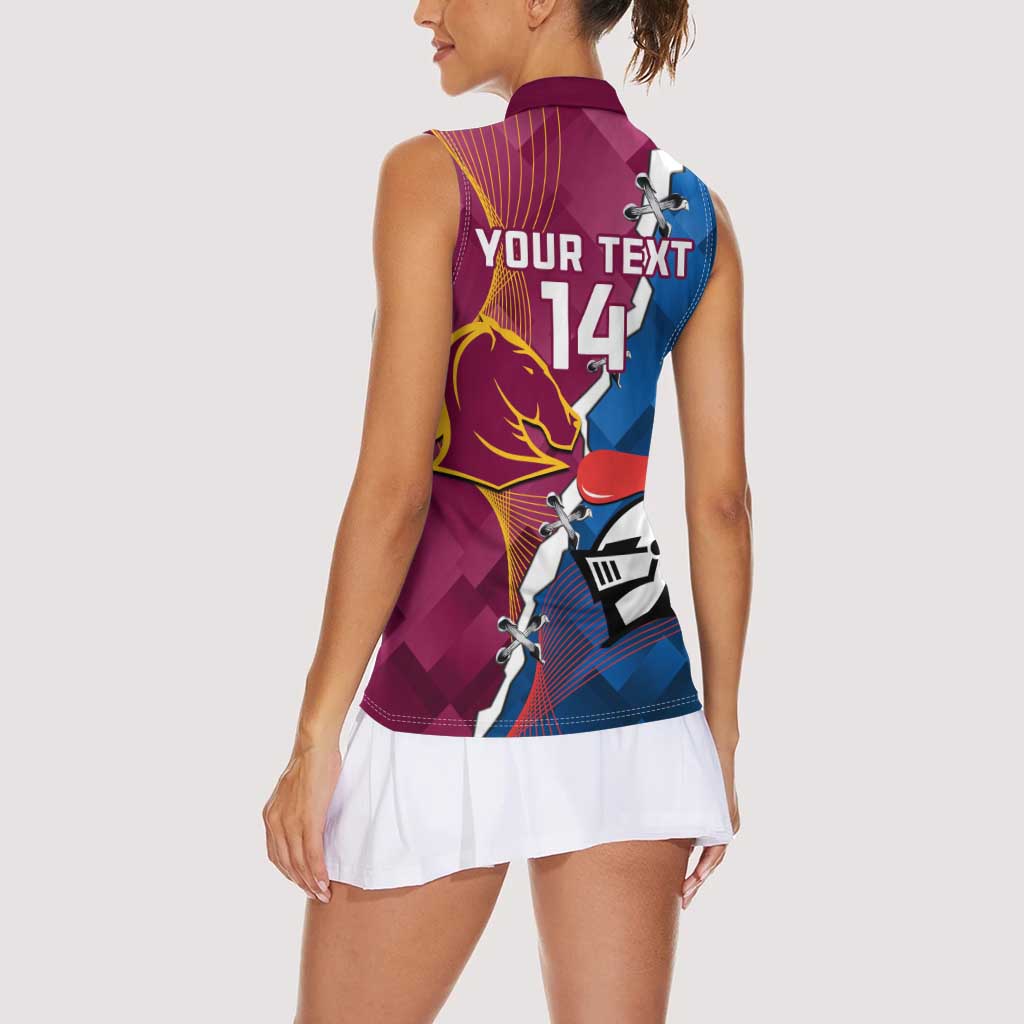 Custom Broncos And Knights Rugby Women Sleeveless Polo Shirt Dynamic Version