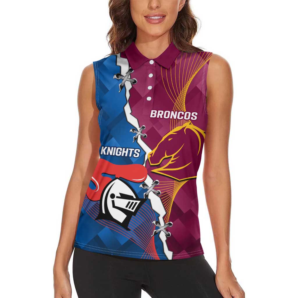 Custom Broncos And Knights Rugby Women Sleeveless Polo Shirt Dynamic Version