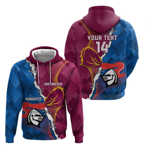 Custom Broncos And Knights Rugby Zip Hoodie Dynamic Version
