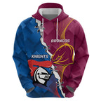Custom Broncos And Knights Rugby Zip Hoodie Dynamic Version