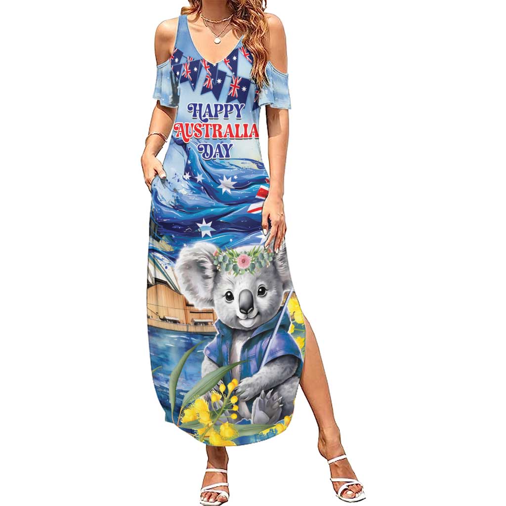 Koala Australia Day Family Matching Summer Maxi Dress and Hawaiian Shirt Proud Aussie Sydney Opera House