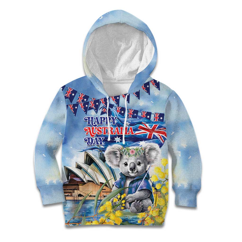 Koala Australia Day Kid Hoodie Proud Aussie Sydney Opera House