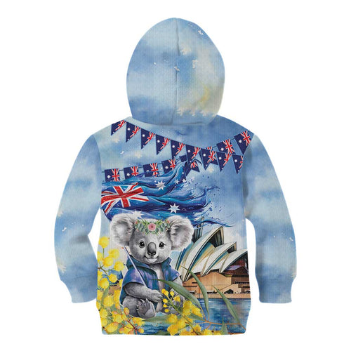 Koala Australia Day Kid Hoodie Proud Aussie Sydney Opera House