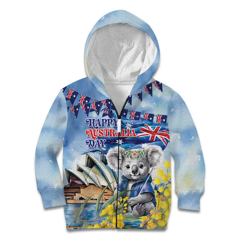 Koala Australia Day Kid Hoodie Proud Aussie Sydney Opera House