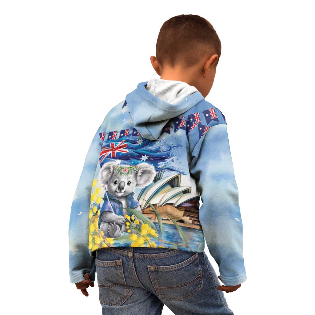 Koala Australia Day Kid Hoodie Proud Aussie Sydney Opera House