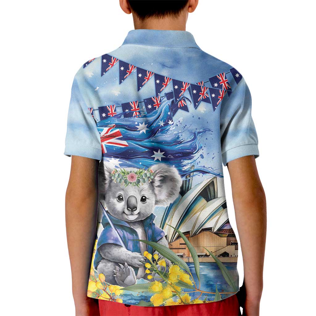Koala Australia Day Kid Polo Shirt Proud Aussie Sydney Opera House