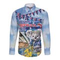Koala Australia Day Long Sleeve Button Shirt Proud Aussie Sydney Opera House