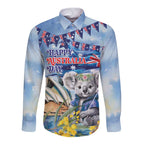 Koala Australia Day Long Sleeve Button Shirt Proud Aussie Sydney Opera House