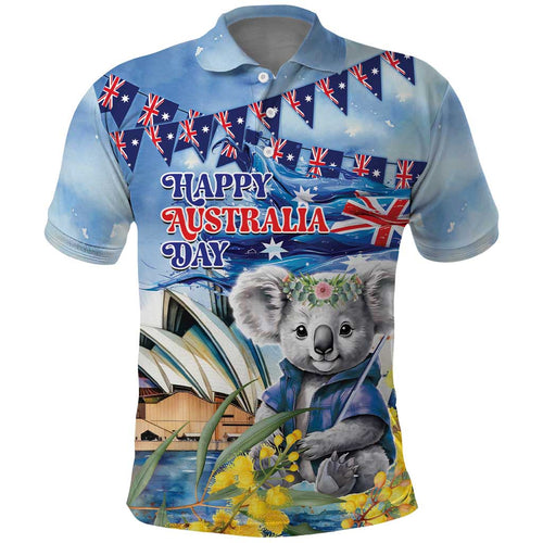 Koala Australia Day Polo Shirt Proud Aussie Sydney Opera House