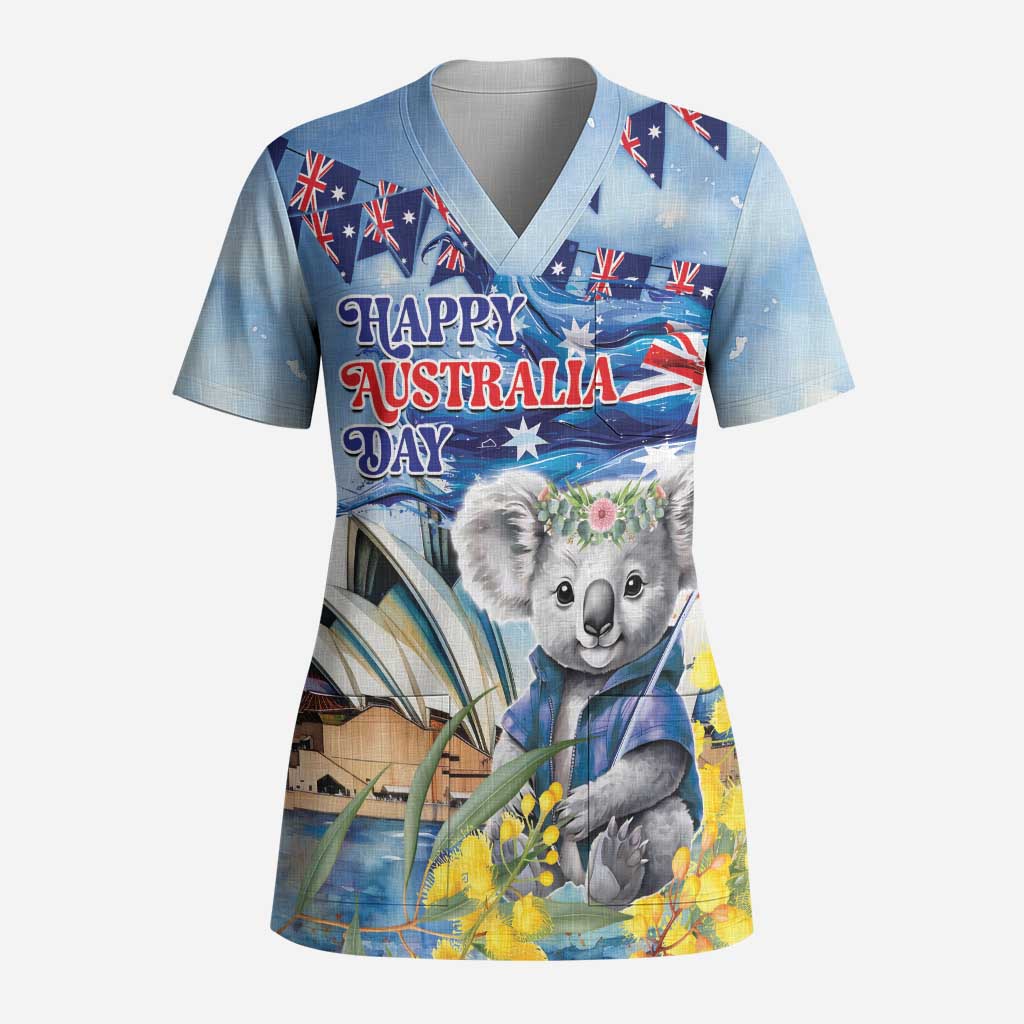 Koala Australia Day Scrub Top Proud Aussie Sydney Opera House - Aussie Hoodie