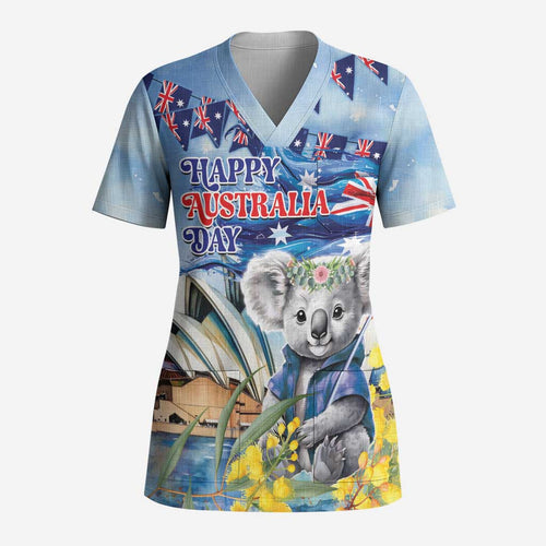 Koala Australia Day Scrub Top Proud Aussie Sydney Opera House - Aussie Hoodie