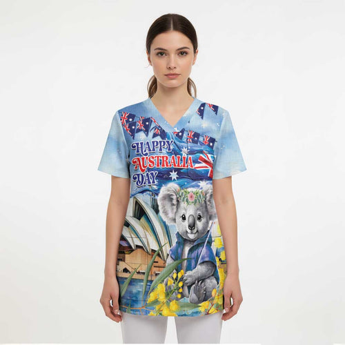 Koala Australia Day Scrub Top Proud Aussie Sydney Opera House - Aussie Hoodie